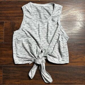 Zyia Front Tie T Gray Crop Top